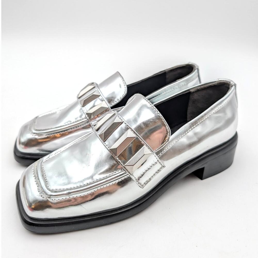 Rag & Bone Maxwell Metallic Stud Slip-On Loafers Women's Silver Size US5.5 EU35